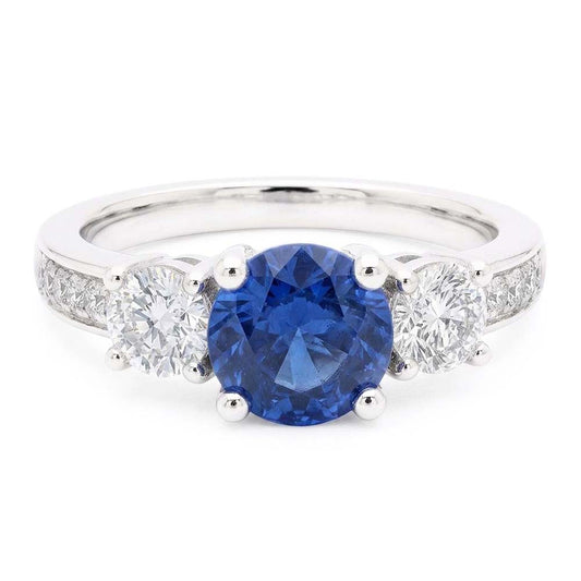 Natural Sapphire Ring 2.50ct - White Gold 14K