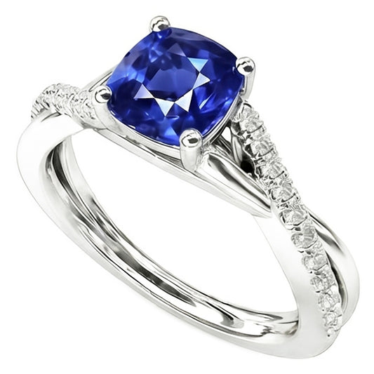Natural Sapphire Ring 2.50ct - White Gold 14K