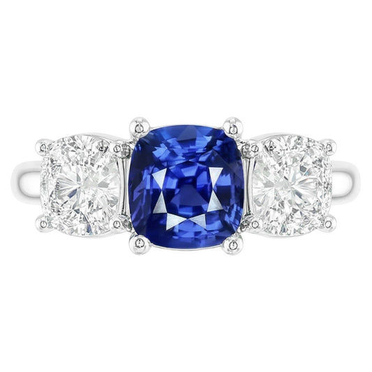 Natural Sapphire Ring 2.50ct - White Gold 14K