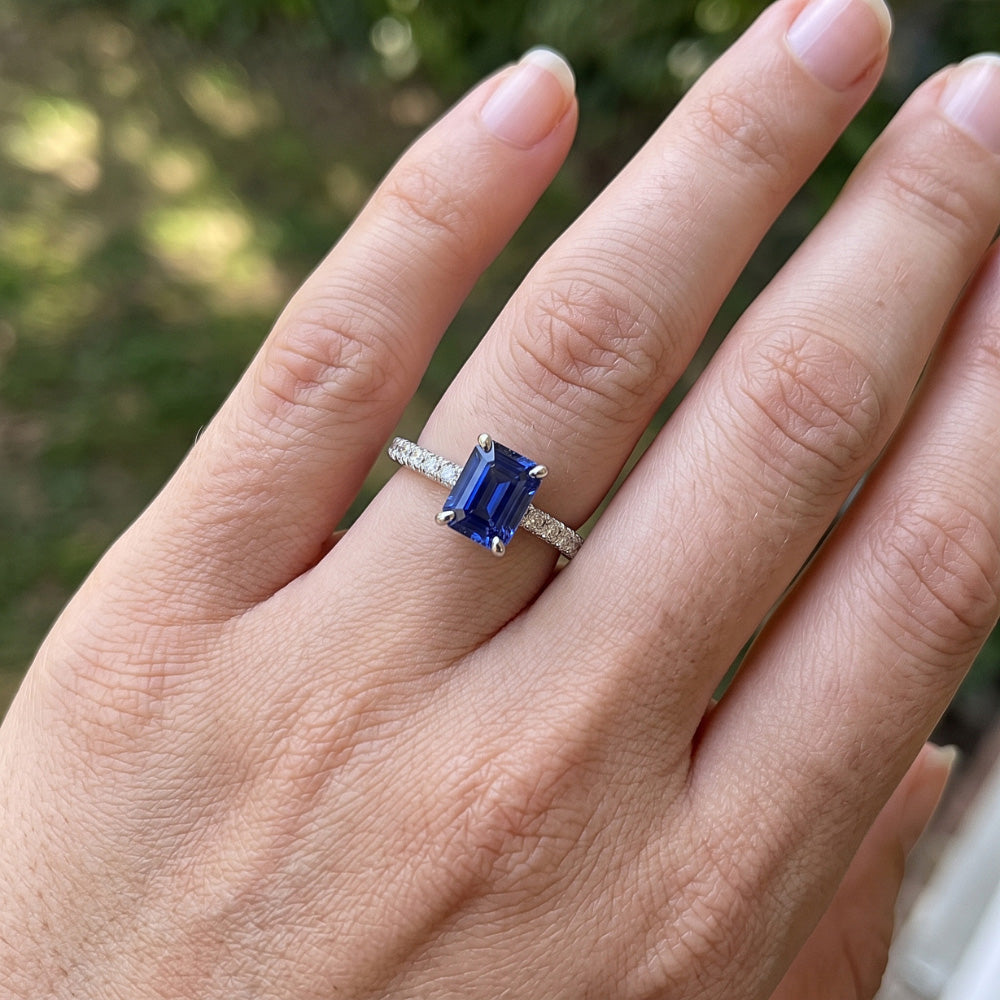 Natural Sapphire Ring 2.50ct - White Gold 14K