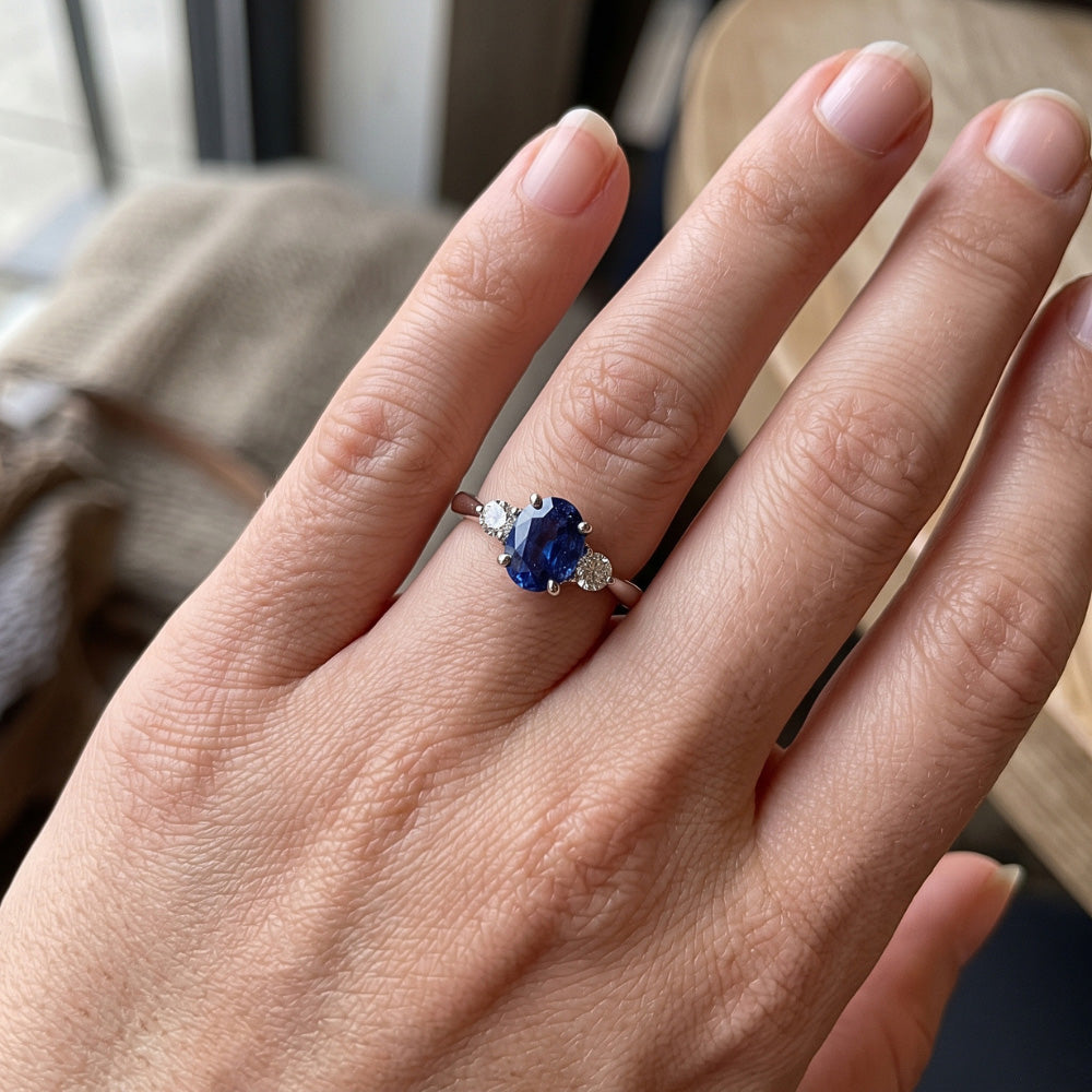 Natural Sapphire Ring 2.50ct - White Gold 14K