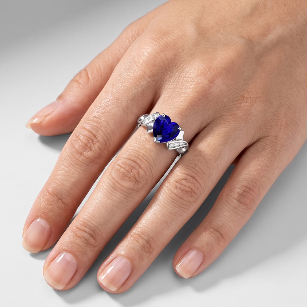 Natural Sapphire Ring 2.50ct - White Gold 14K