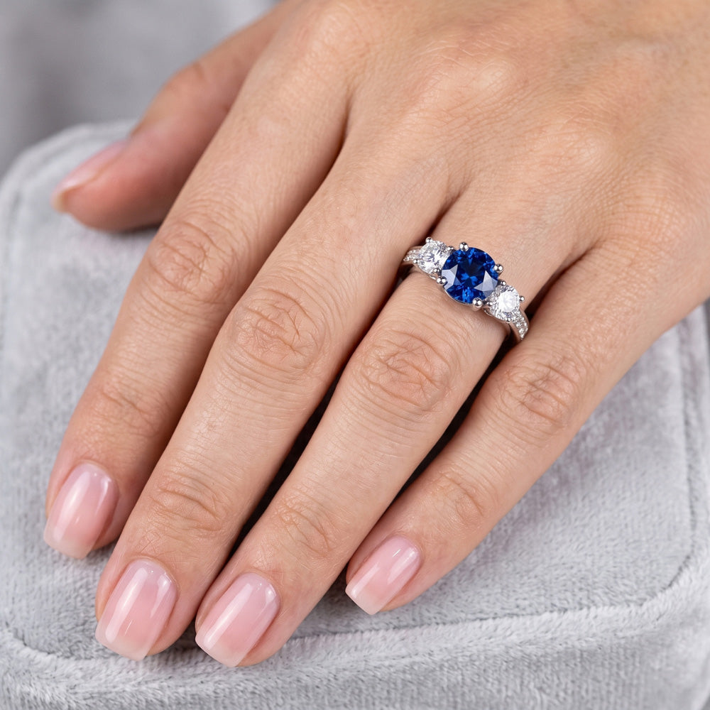 Natural Sapphire Ring 2.50ct - White Gold 14K