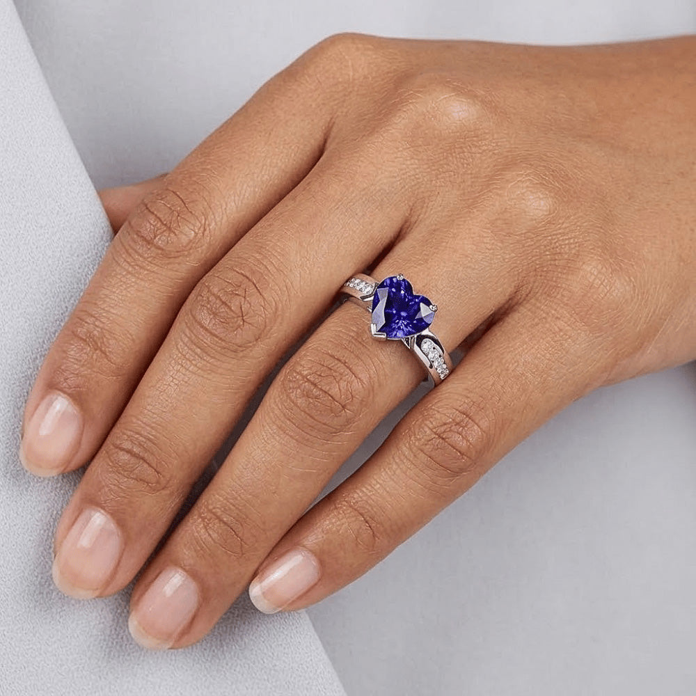 Natural Sapphire Ring 2.50ct - White Gold 14K