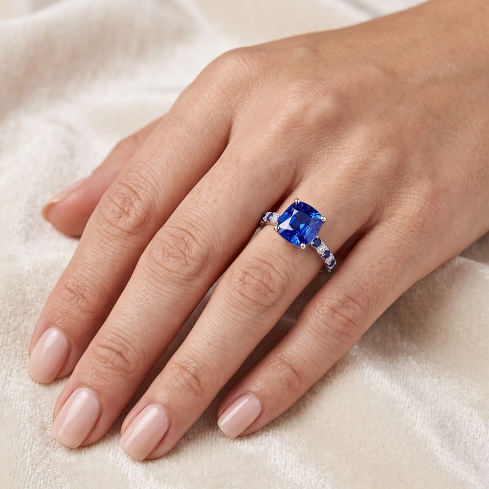 Natural Sapphire Ring 2.50ct - White Gold 14K
