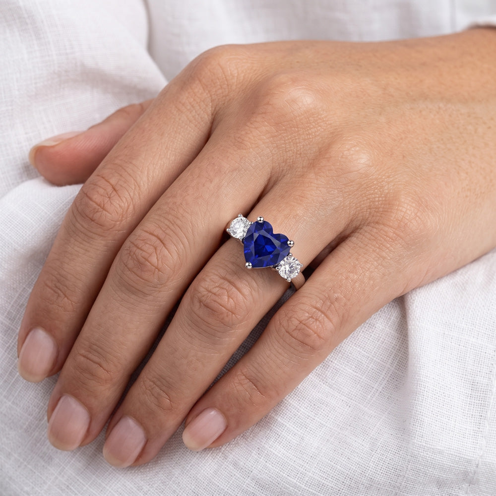 Natural Sapphire Ring 2.50ct - White Gold 14K