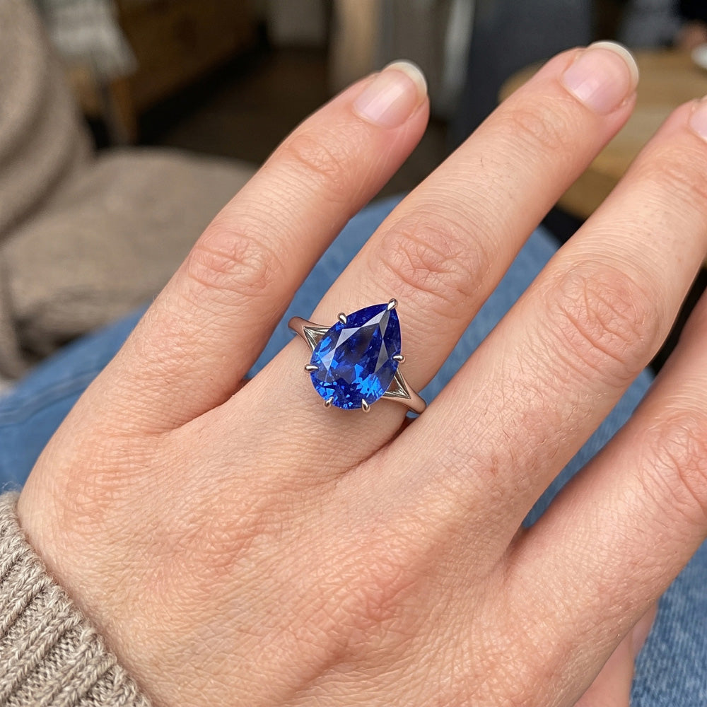 Natural Sapphire Ring 2.50ct - White Gold 14K