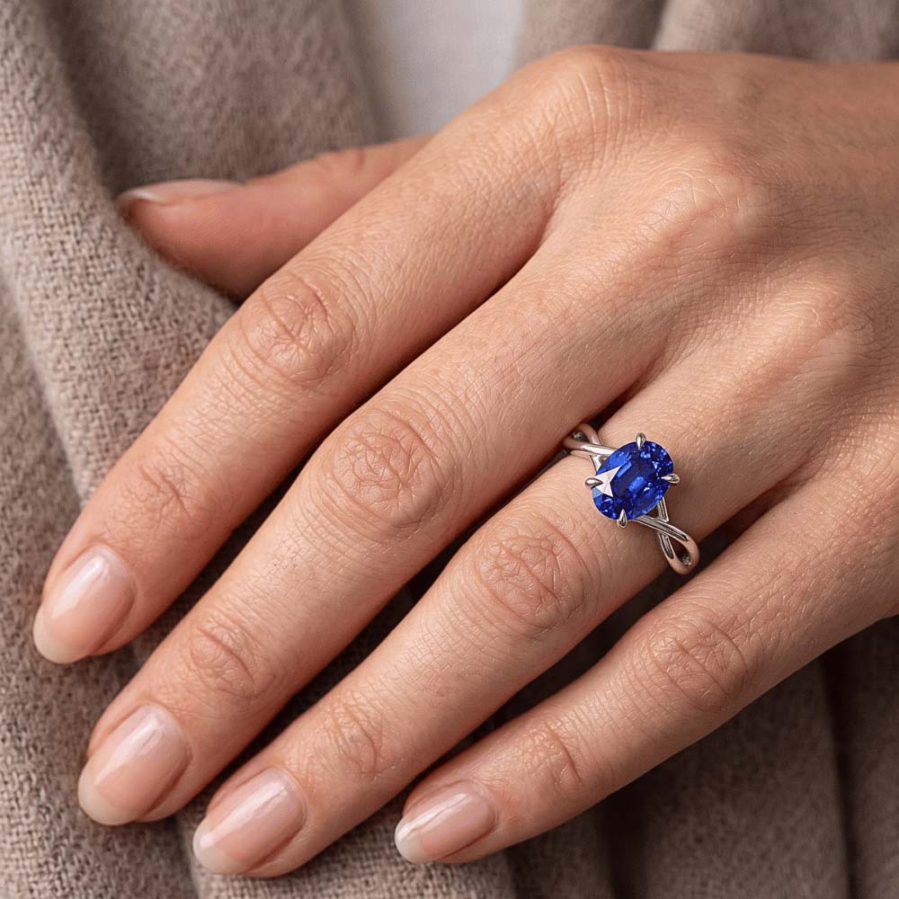 Natural Sapphire Ring 2.50ct - White Gold 14K