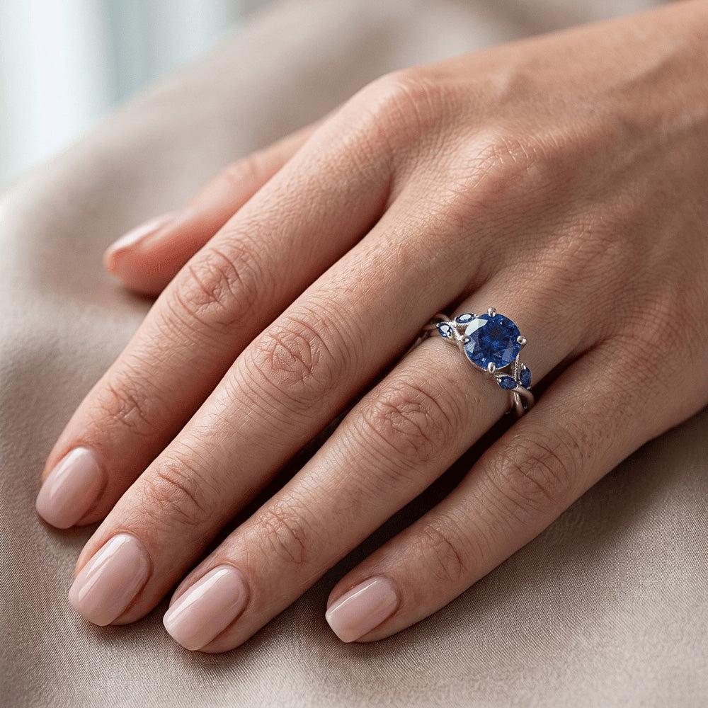 Natural Sapphire Ring 2.50ct - White Gold 14K