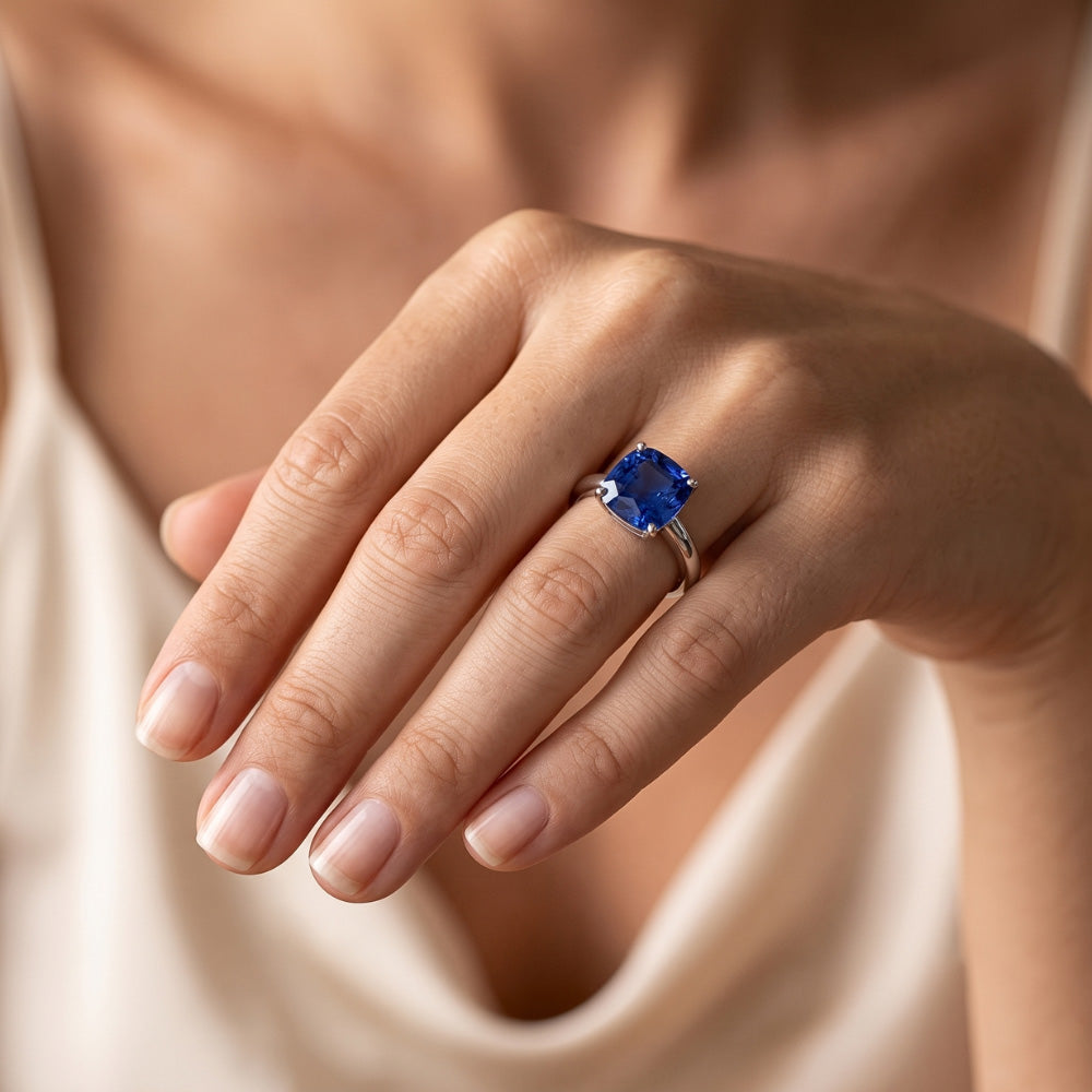 Natural Sapphire Ring 2.50ct - White Gold 14K