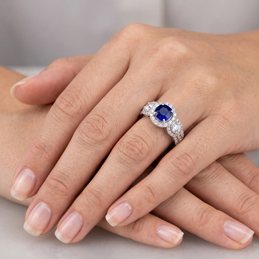 Natural Sapphire Ring 2.50ct - White Gold 14K