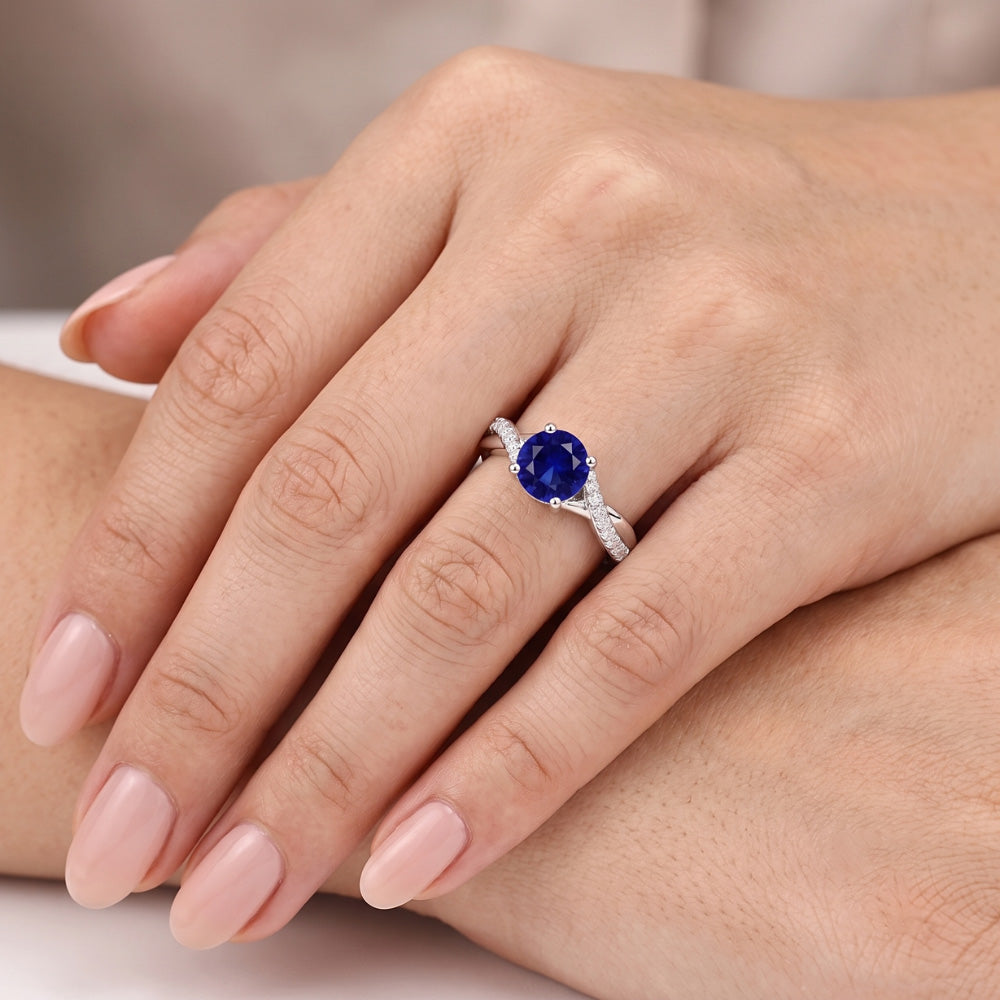 Natural Sapphire Ring 2.50ct - White Gold 14K