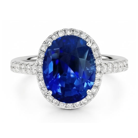 Natural Sapphire Ring 2.90ct - White Gold 14K