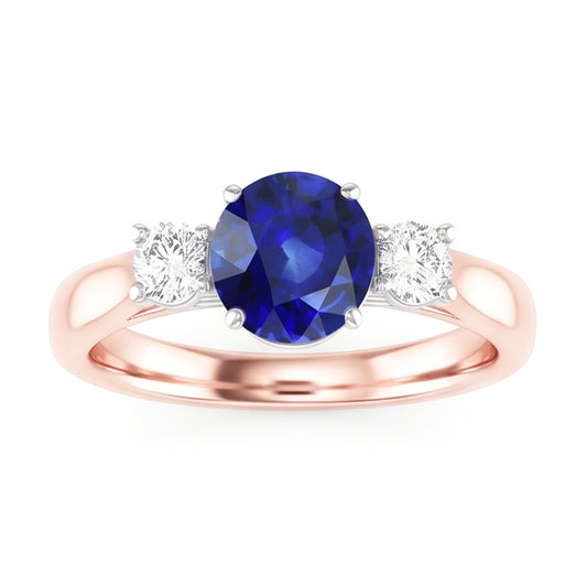 Natural Sapphire Ring 2ct - Two Tone 14K Gold