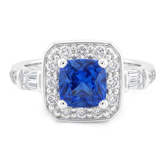 Natural Sapphire Ring 2ct - White Gold 14K