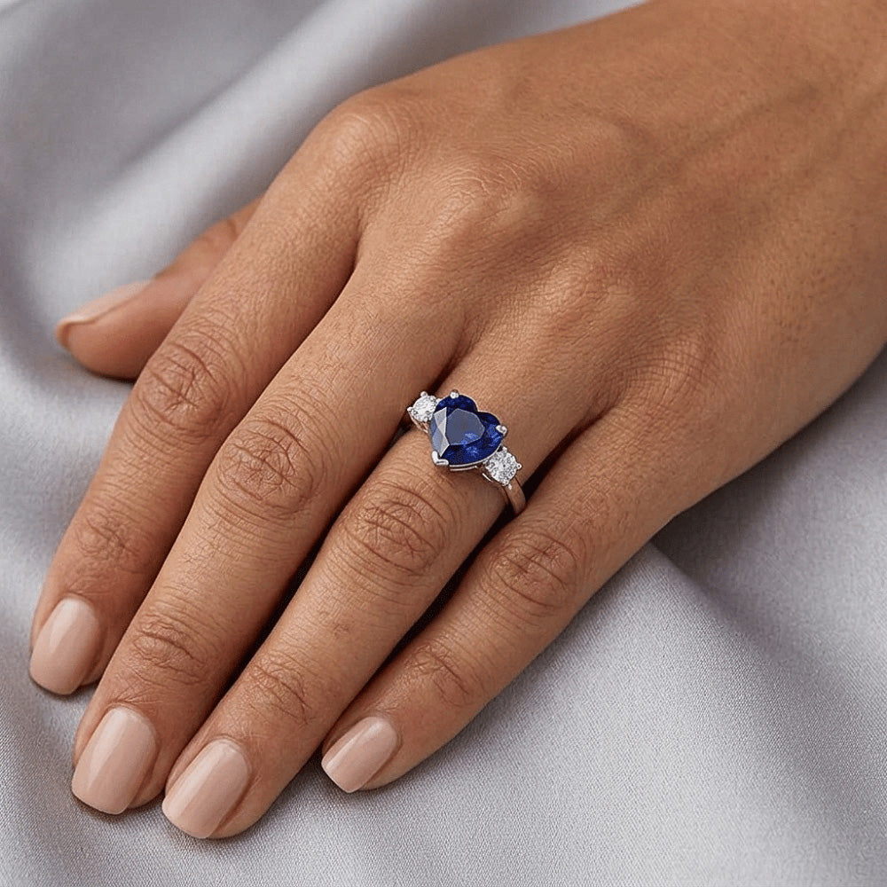 Natural Sapphire Ring 2ct - White Gold 14K