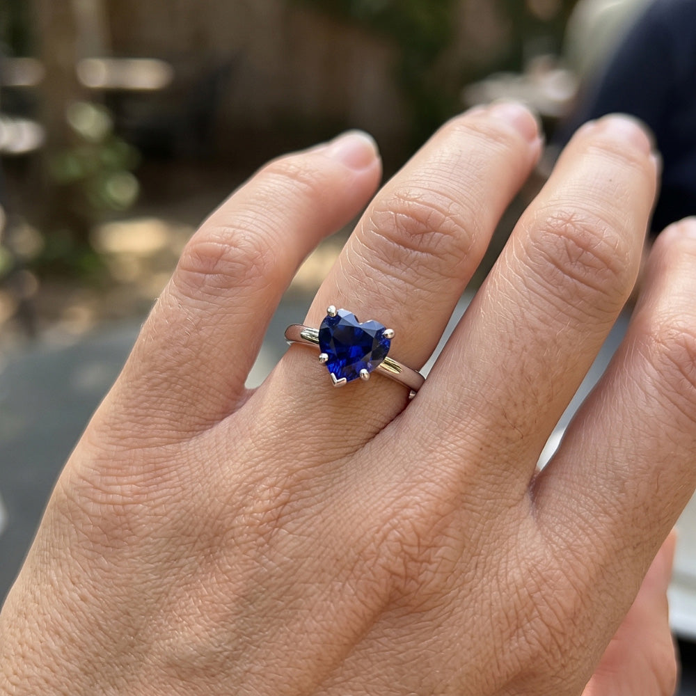 Natural Sapphire Ring 2ct - White Gold 14K