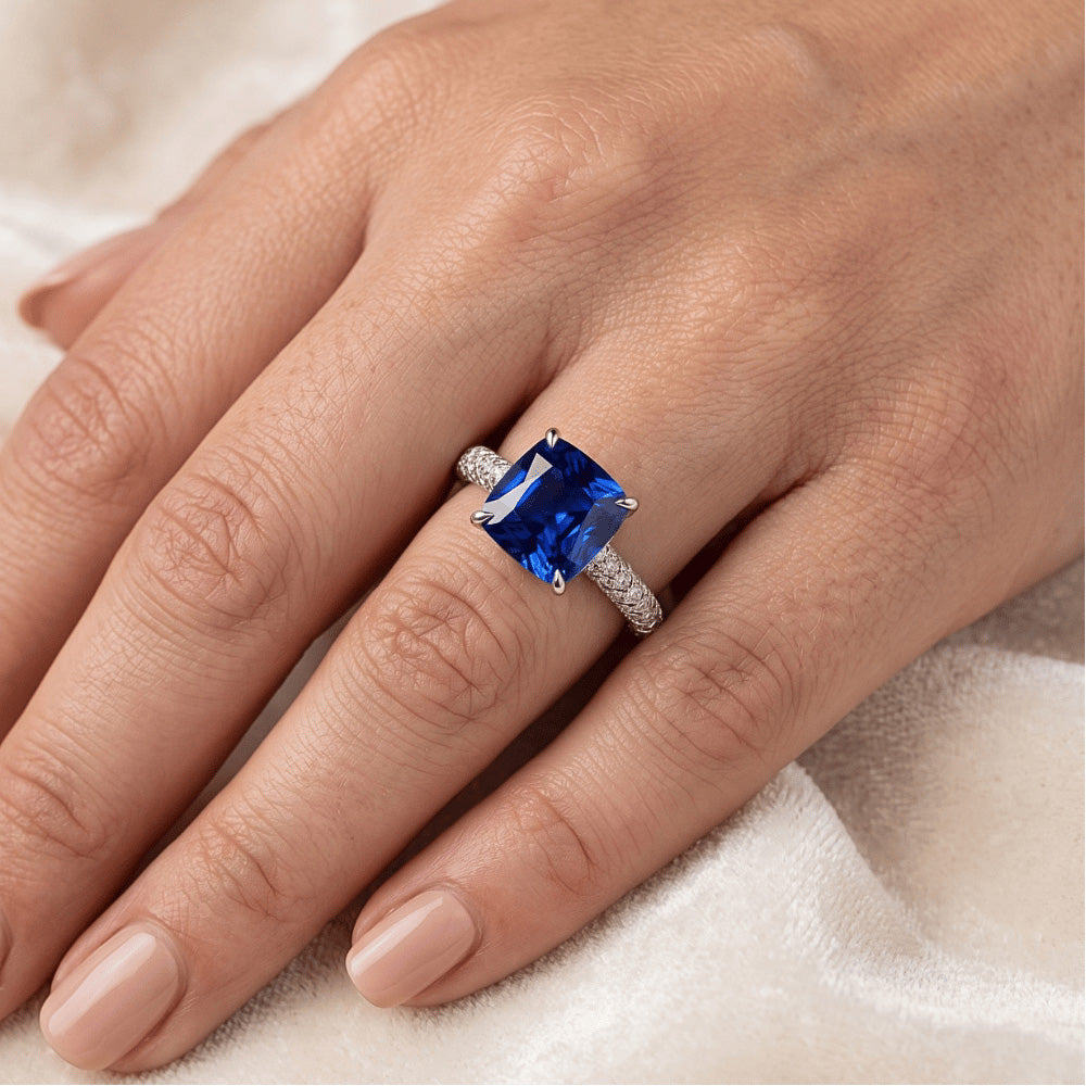 Natural Sapphire Ring 3.25ct - White Gold 14K