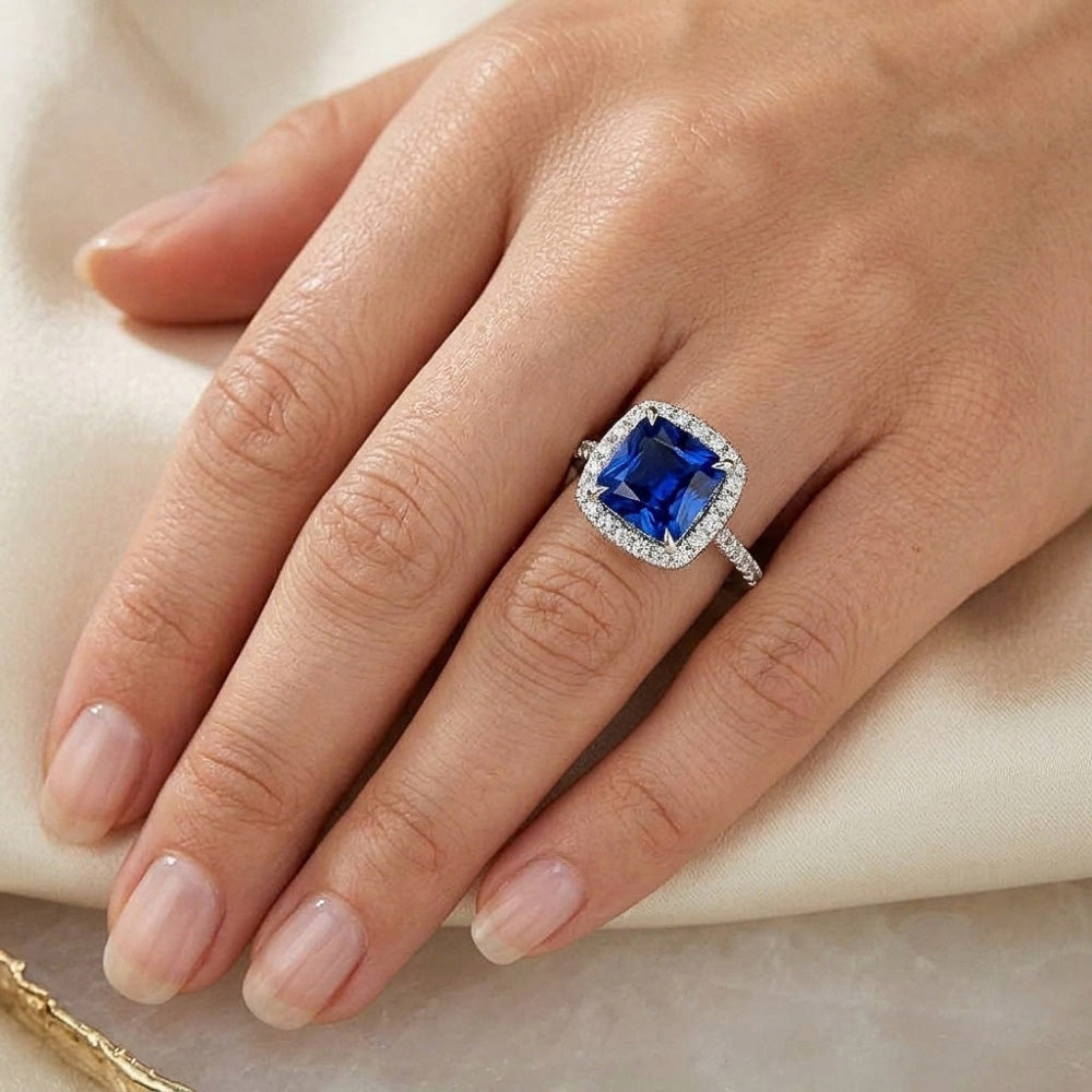 Natural Sapphire Ring 3.25ct - White Gold 14K