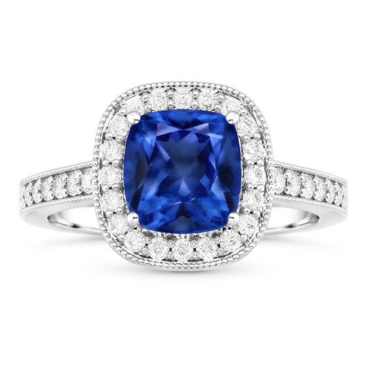 Natural Sapphire Ring 3.40ct - White Gold 14K