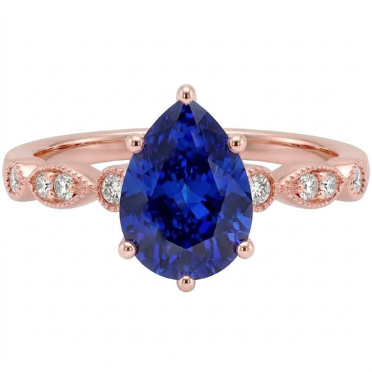 Natural Sapphire Ring 3.50ct - Rose Gold 14K