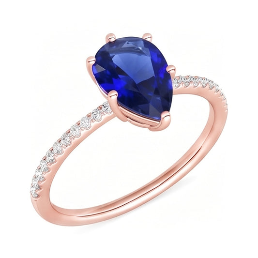 Natural Sapphire Ring 3.50ct - Two Tone 14K Gold