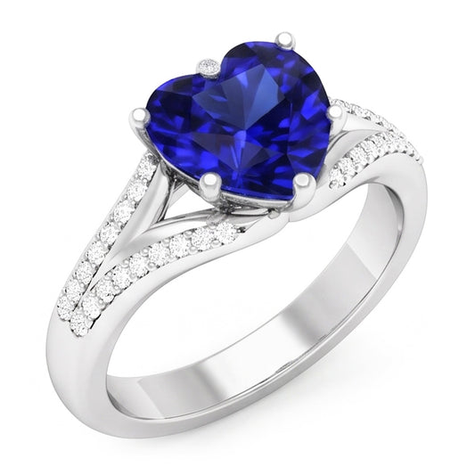 Natural Sapphire Ring 3.50ct - White Gold 14K