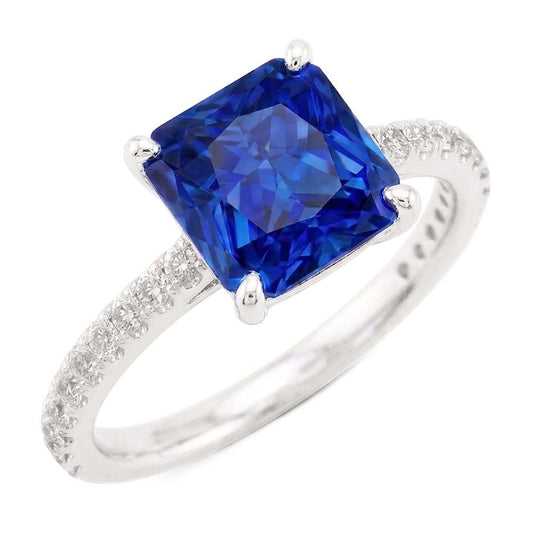 Natural Sapphire Ring 3.50ct - White Gold 14K