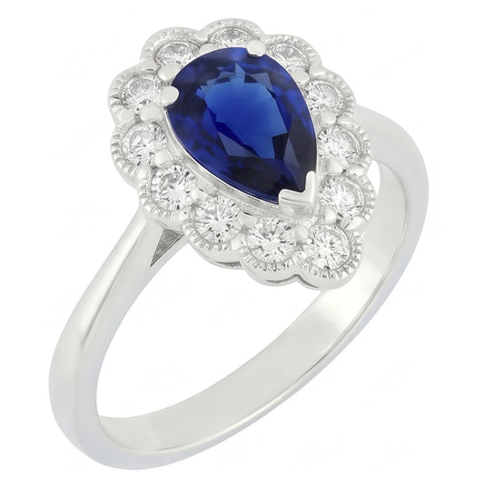 Natural Sapphire Ring 3.50ct - White Gold 14K