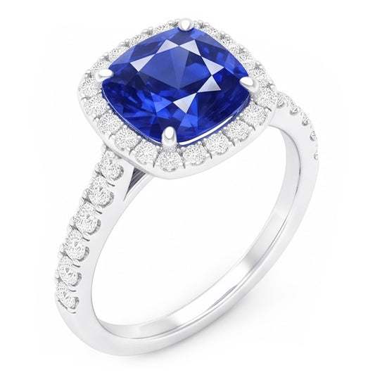 Natural Sapphire Ring 3.50ct - White Gold 14K