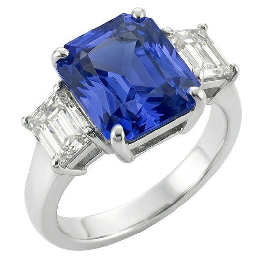 Natural Sapphire Ring 3.50ct - White Gold 14K