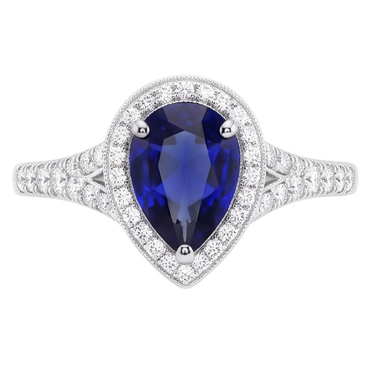Natural Sapphire Ring 3.50ct - White Gold 14K