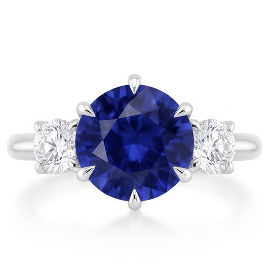 Natural Sapphire Ring 3.50ct - White Gold 14K