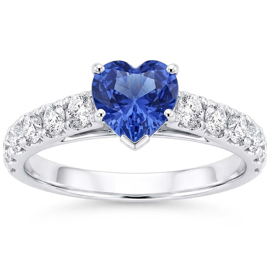 Natural Sapphire Ring 3.50ct - White Gold 14K