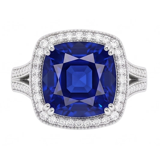 Natural Sapphire Ring 3.50ct - White Gold 14K