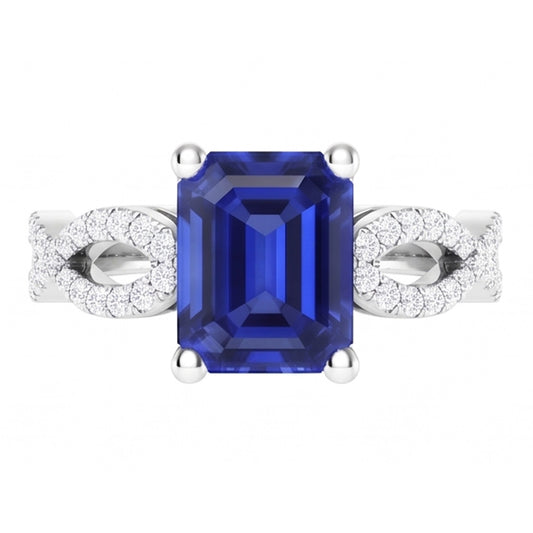Natural Sapphire Ring 3.50ct - White Gold 14K