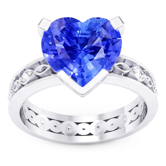Natural Sapphire Ring 3.50ct - White Gold 14K