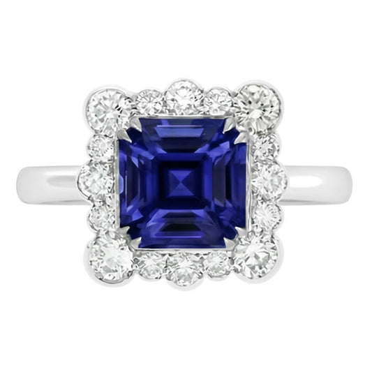Natural Sapphire Ring 3.50ct - White Gold 14K