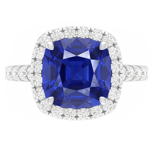 Natural Sapphire Ring 3.50ct - White Gold 14K