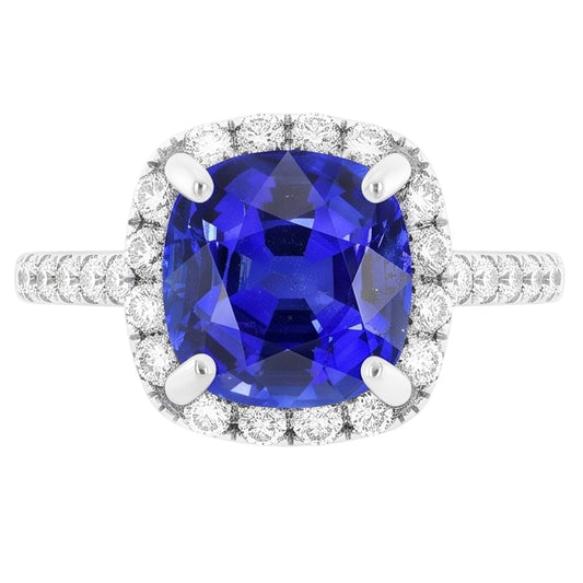 Natural Sapphire Ring 3.50ct - White Gold 14K