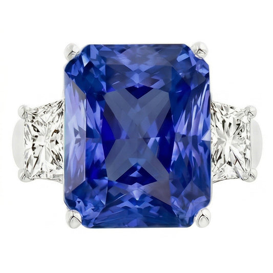 Natural Sapphire Ring 3.50ct - White Gold 14K