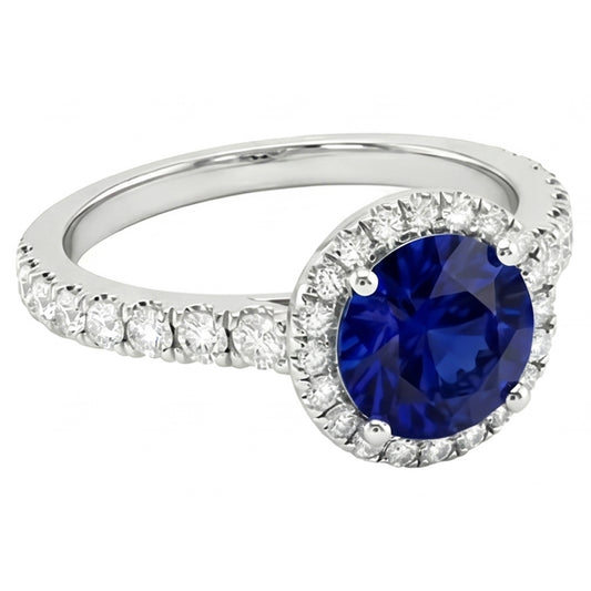 Natural Sapphire Ring 3.50ct - White Gold 14K