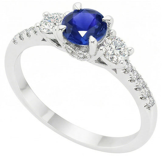 Natural Sapphire Ring 3.50ct - White Gold 14K