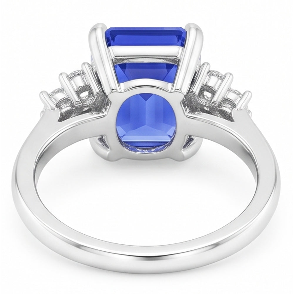 Natural Sapphire Ring 3.50ct - White Gold 14K