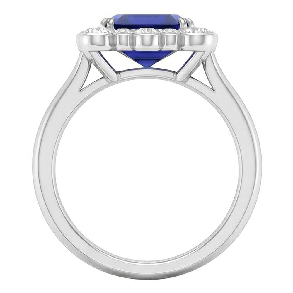 Natural Sapphire Ring 3.50ct - White Gold 14K