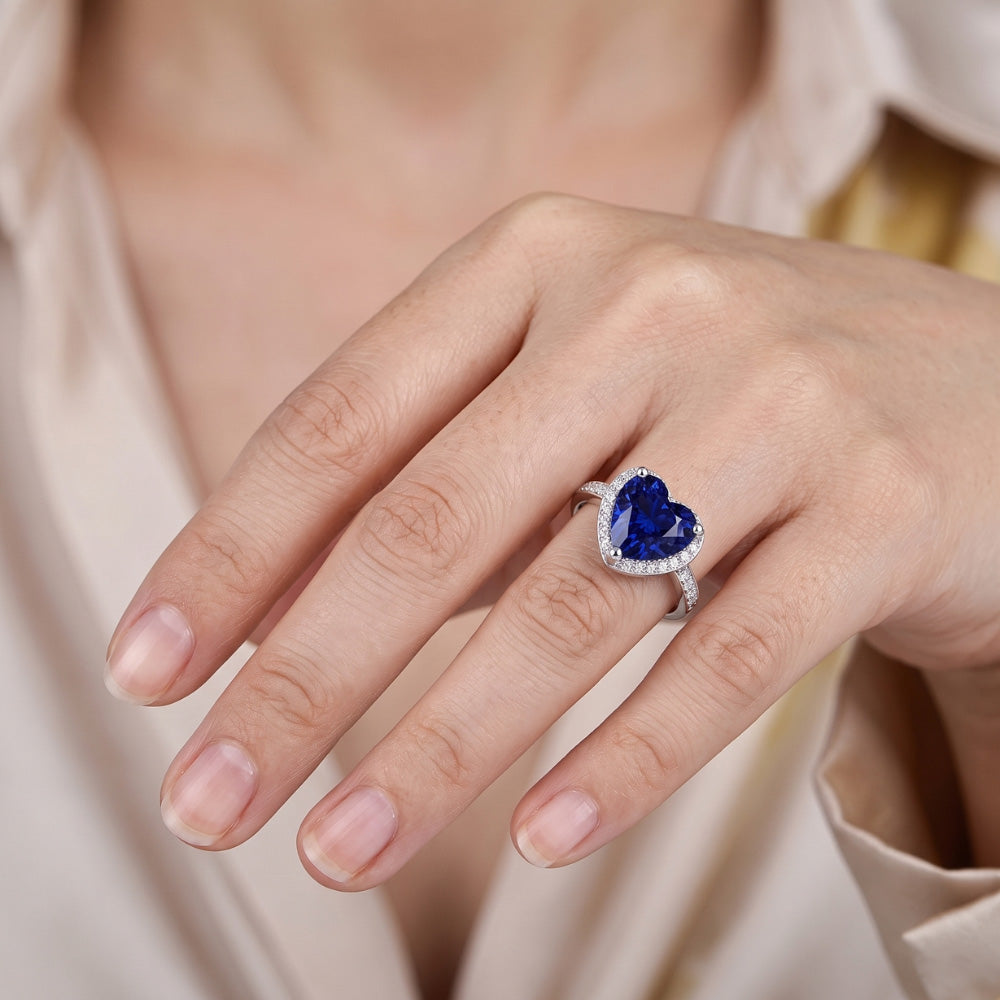 Natural Sapphire Ring 3.50ct - White Gold 14K
