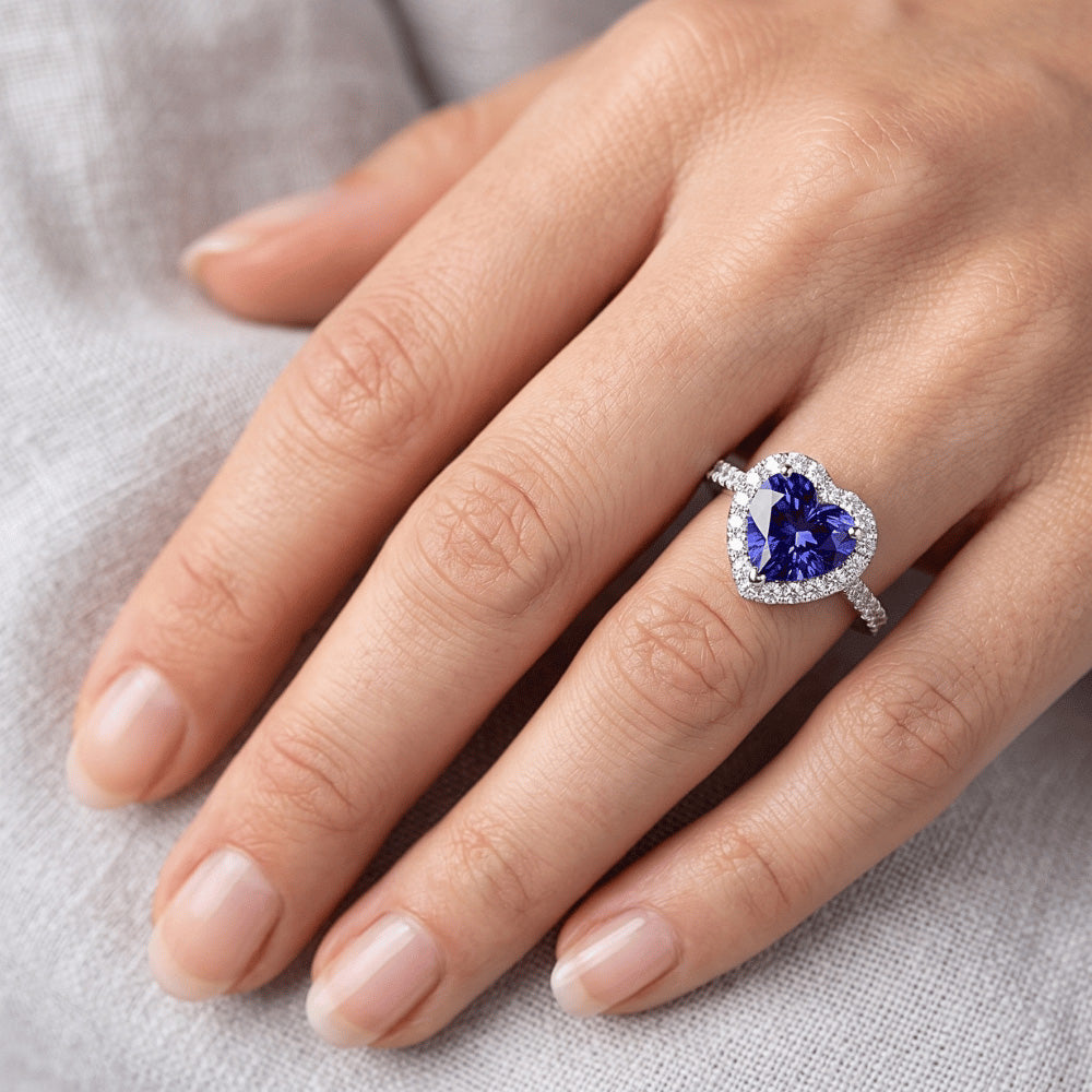 Natural Sapphire Ring 3.50ct - White Gold 14K