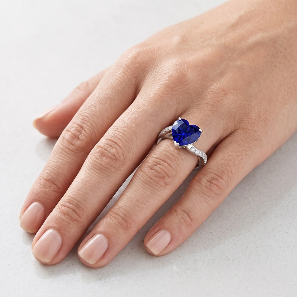 Natural Sapphire Ring 3.50ct - White Gold 14K