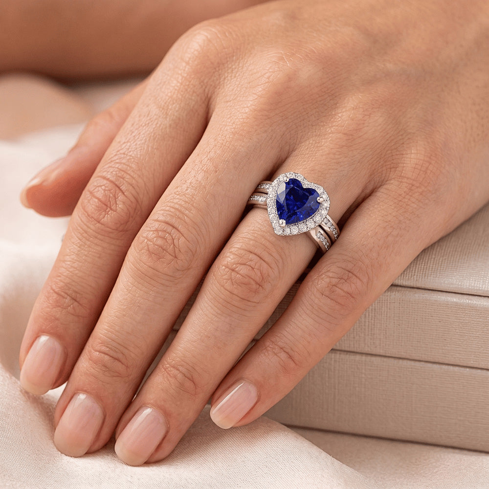 Natural Sapphire Ring 3.50ct - White Gold 14K