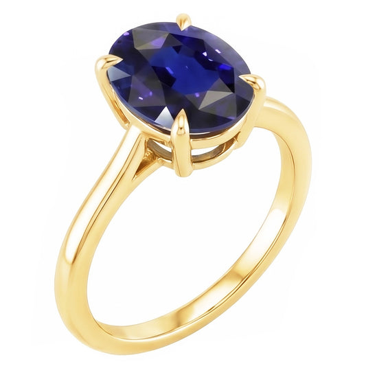 Natural Sapphire Ring 3.50ct - Yellow Gold 14K
